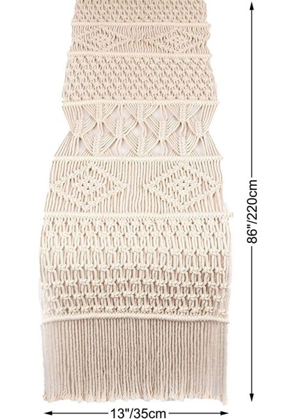 2x Makrome Masa Koşucu, Boho Düğün Masa Dekoru, El Dokuma Vintage Çiftlik Evi Bohem Yemek Odası Tarzı Süslemeleri (Yurt Dışından) fırsatları