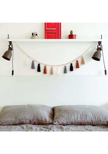 Saçaklı Ahşap Boncuk Çelenk, Yatak Odası, Çocuk Odası, Bebek Duş, Kız Odası Dekoru Için Boho Saçak Duvar Asılı Dekor (Yurt Dışından) fiyatları