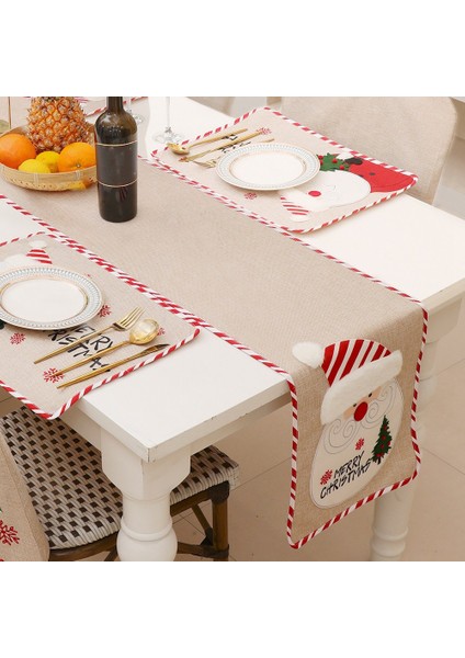 Noel Masa Örtüsü Noel Partisi Dekoru Masa Koşucu Oturma Odası Yemek Masası Giydirme Ev Kapalı Dekorasyon B (Yurt Dışından) modelleri