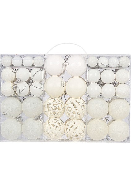 100PCS Noel Topu Kutu Seti Mevcut Tatil Noel Ağacı Süs Süslemeleri Noel Süslemeleri Beyaz (Yurt Dışından)