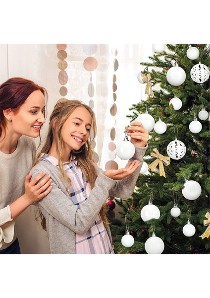 100PCS Noel Topu Kutu Seti Mevcut Tatil Noel Ağacı Süs Süslemeleri Noel Süslemeleri Beyaz (Yurt Dışından) modelleri