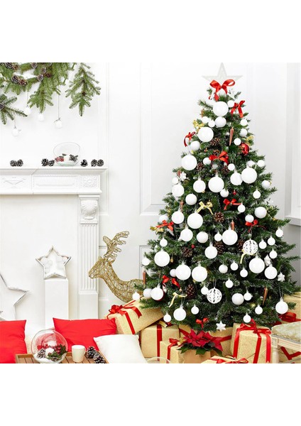 100PCS Noel Topu Kutu Seti Mevcut Tatil Noel Ağacı Süs Süslemeleri Noel Süslemeleri Beyaz (Yurt Dışından) indirimleri