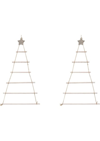 2x Dıy Ahşap Noel Ağacı Ahşap Duvar Asılı Noel Ağacı Yeni Yıl Dekorasyon Ev Süsler Beyaz (Yurt Dışından)