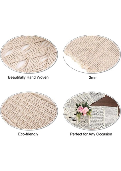 2x Makrome Masa Koşucu, Boho Düğün Masa Dekoru, El Dokuma Vintage Çiftlik Evi Bohem Yemek Odası Tarzı Süslemeleri (Yurt Dışından) indirimleri