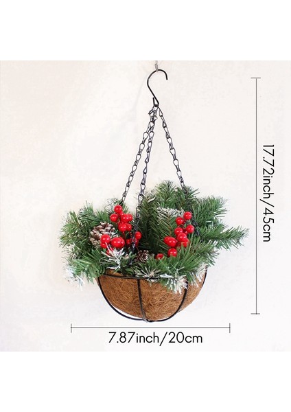 Yapay Noel Asılı Sepet, Dekore Edilmiş, Berry Salkımları, Noel Koleksiyonu Dekoru C (Yurt Dışından)