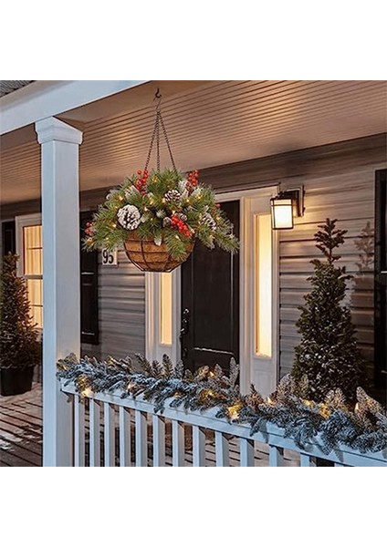 Yapay Noel Asılı Sepet, Dekore Edilmiş, Berry Salkımları, Noel Koleksiyonu Dekoru C (Yurt Dışından)