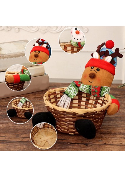 Merry Christmas Şeker Saklama Sepeti Dekorasyon Noel Süslemeleri-Noel Baba Kardan Adam-Saklama Sepeti Masaüstü Şeker Kutusu A (Yurt Dışından)