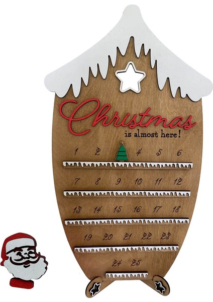 Noel Advent Koleksiyonu Dekoratif ve Yeniden Kullanılabilir Ahşap Geri Sayım Takvimi, 11.8 Inç, Noel Baba Sakal C (Yurt Dışından)