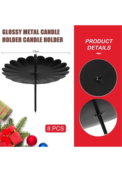 8 Paket Çelenk Mumluklar 7.5cm, Metal Advent-Mumluk, Sütun Mumlar, Takma Için Konik Mum Çelengi (Yurt Dışından)