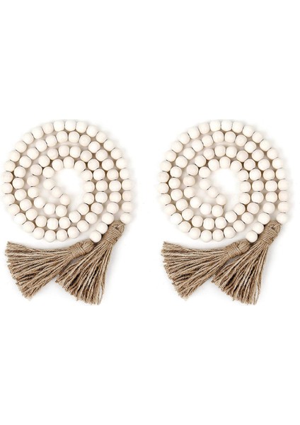 2x Ahşap Boncuk Çelenk Püsküller, Çiftlik Evi Boncuk Rustik Ülke Dekor Namaz Boho Boncuk Ahşap Renk (Yurt Dışından) fiyatları