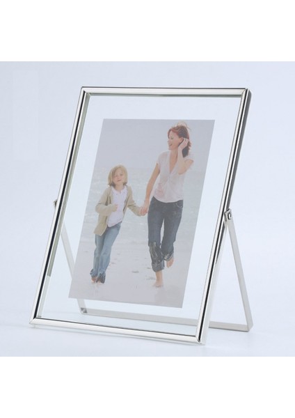 Gümüş Yüzen Resim Çerçevesi 2'li Set, Hediyelik Metal Cam Fotoğraf Çerçeveleri, Masaüstü Ekran Için Dikey (Yurt Dışından) indirimleri