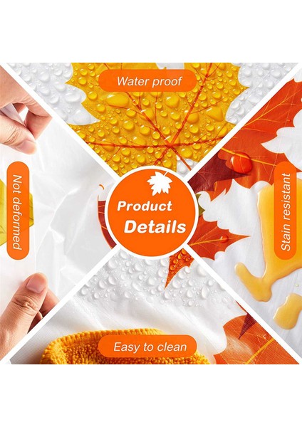 4x Sgiving Sonbahar Yaprak Masa Örtüsü Sonbahar Akçaağaç Yaprağı Masa Örtüsü Su Geçirmez Dikdörtgen Plastik Masa Örtüsü (Yurt Dışından)
