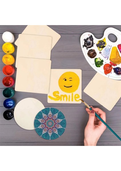 100 Adet Ahşap Dilimleri 4x4 Inç Bitmemiş Ahşap Parçaları Kare ve Yuvarlak Ahşap Dıy Coaster Sanat Boyama Boyama El Sanatları (Yurt Dışından) fırsatları