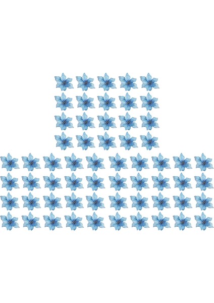 Noel Glitter 60 Adet Yılbaşı Ağacı Süs Yapay Düğün Noel Çiçekleri Çelenkler Düğün Süsleri (Mavi) (Yurt Dışından)