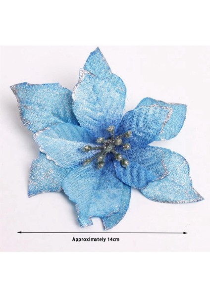 Noel Glitter 60 Adet Yılbaşı Ağacı Süs Yapay Düğün Noel Çiçekleri Çelenkler Düğün Süsleri (Mavi) (Yurt Dışından) fırsatları