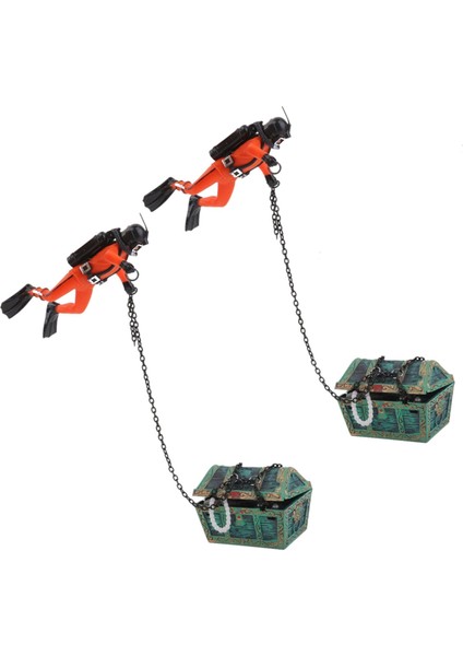 Akvaryum Balık Tankı Turuncu Için 2x Hazine Hazine Avcısı Dalgıç Dekorasyon (Yurt Dışından)