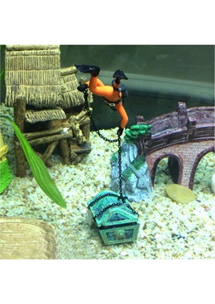 Akvaryum Balık Tankı Turuncu Için 2x Hazine Hazine Avcısı Dalgıç Dekorasyon (Yurt Dışından) fiyatları