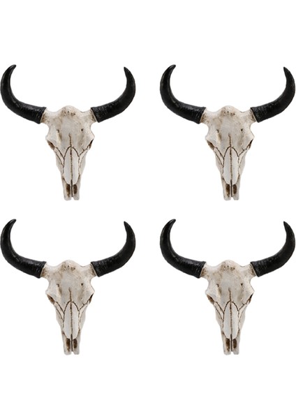 4x Reçine Longhorn Inek Kafatası Kafa Duvar Asılı Dekorlar 3D Hayvan Yaban Hayatı Heykel Figürler El Sanatları Boynuzları Ev Dekor Için (Yurt Dışından)