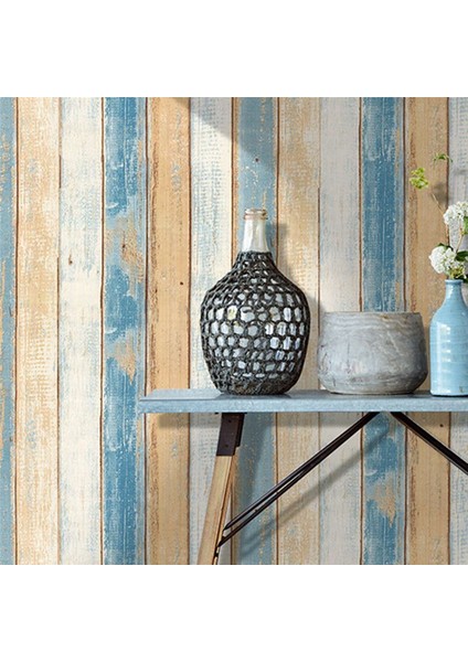 4x 6m Vinil 3D Akdeniz Ahşap Tahıl Kağıt Kendinden Yapışkanlı Duvar Kağıdı Mobilya Duvar Çıkartmaları (Yurt Dışından)