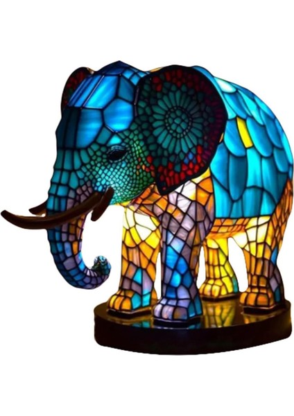 Hayvan Masa Lambası Boyalı Reçine Fil Lamba Masaüstü Gece Lambası Masa Gece Lambası, 3D Lekeli Hayvan Gece Lambası Lambası (Yurt Dışından)