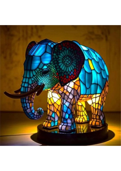 Hayvan Masa Lambası Boyalı Reçine Fil Lamba Masaüstü Gece Lambası Masa Gece Lambası, 3D Lekeli Hayvan Gece Lambası Lambası (Yurt Dışından)