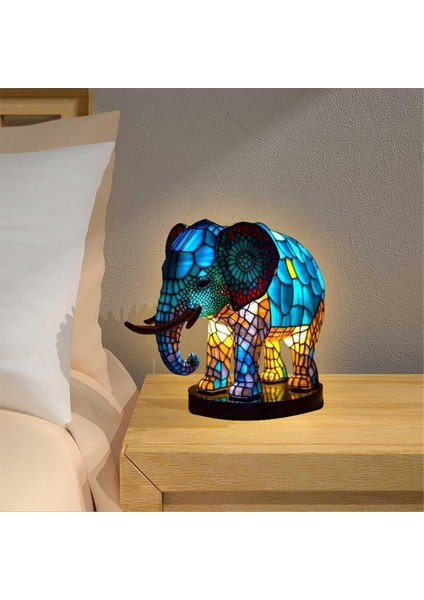Hayvan Masa Lambası Boyalı Reçine Fil Lamba Masaüstü Gece Lambası Masa Gece Lambası, 3D Lekeli Hayvan Gece Lambası Lambası (Yurt Dışından)
