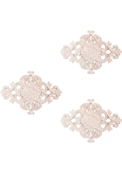 3x Çok Ahşap Oyma Uzun Onlay Aplike Boyasız Çiçek Duvarlar Dolapları Kapı Dekor Tipi: 21X15CM (Yurt Dışından) fiyatları