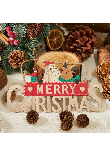 Mutlu Noeller Plaketler Burcu Ön Kapı Ev Dekor Duvar Asılı Ev Açık Ahşap Noel Asılı Burcu (Yurt Dışından)