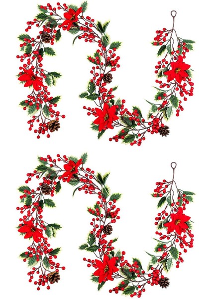 2x 6.3ft Kırmızı Berry Noel Çelenk, Yapay Atatürk Çiçeği Çelenk, Çam Kozalakları ile Noel Berry Çelenk (Yurt Dışından) fiyatları