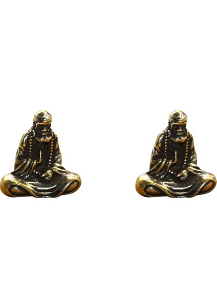 2x Retro Pirinç Dharma Buda Mini Heykeli Bodhidharma Usta Figürler Masa Dekorasyon El Sanatları Hediyeler Minyatürler (Yurt Dışından)