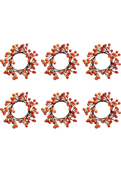 6 Adet Noel Mum Yüzükler Çelenk Yapay Berry Mum Yüzükler Çay Işık Halkası Noel Hediyesi Için Dekorasyon (Yurt Dışından)