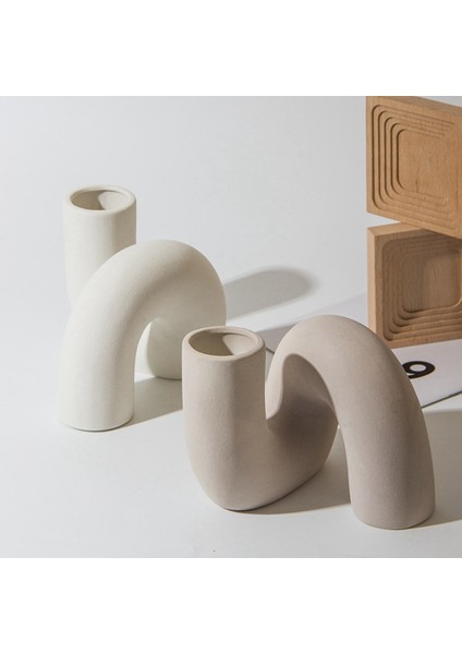 Seramik Vazo Modern Minimalist Soyut Vazolar Bükülmüş Tüp Şekli Iskandinav Saksılar Iç Ev Dekor Için A (Yurt Dışından) fırsatları