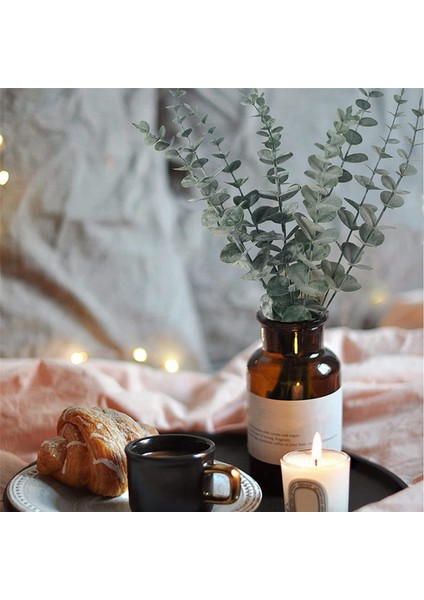 36 Parça Okaliptüs Kaynaklanıyor Yapay Okaliptüs Yaprağı Kaynaklanıyor Gerçek Gri Yeşil Dokunmatik Yaprak Dalları (Yurt Dışından)