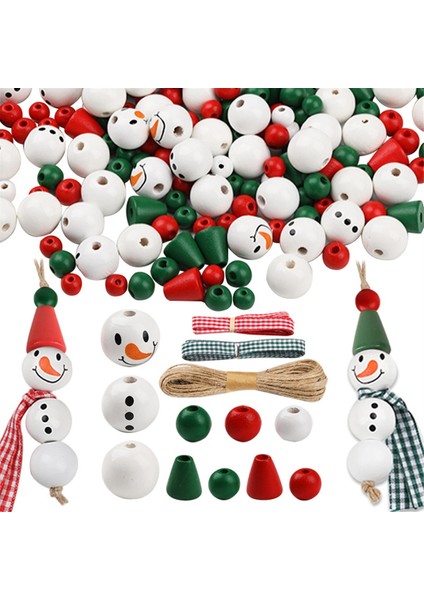 Noel Ahşap Boncuk Kar Adam Ahşap Boncuk Noel Boncuk El Sanatları Için Yuvarlak Boncuk Konik Boncuk (Yurt Dışından)