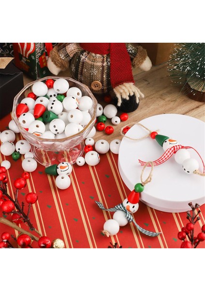 Noel Ahşap Boncuk Kar Adam Ahşap Boncuk Noel Boncuk El Sanatları Için Yuvarlak Boncuk Konik Boncuk (Yurt Dışından) fırsatları