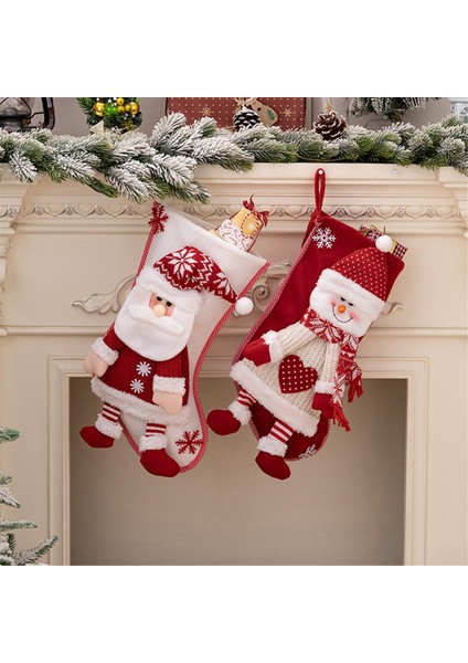 Noel Çorapları Şeker Çorap Noel Ev Dekorasyonu Hediye Çanta Noel Ağacı Asılı Prnaments (Yurt Dışından)
