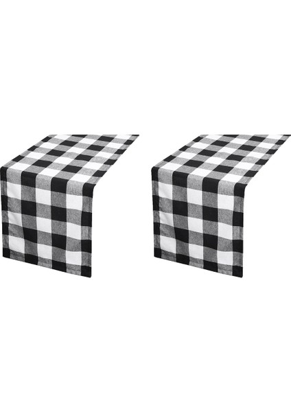 2x Buffalo Onay 13X70 Inç Siyah ve Beyaz Ekose Masa Koşucu, Parti Noel Etkinlikleri Için Akşam Yemeği Masa Koşucular Ev Dekor (Yurt Dışından)