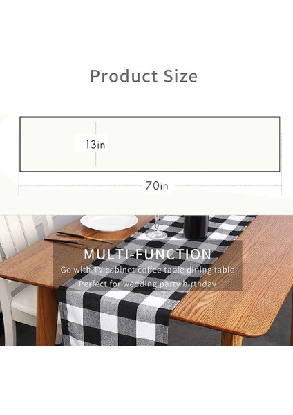 2x Buffalo Onay 13X70 Inç Siyah ve Beyaz Ekose Masa Koşucu, Parti Noel Etkinlikleri Için Akşam Yemeği Masa Koşucular Ev Dekor (Yurt Dışından) indirimleri