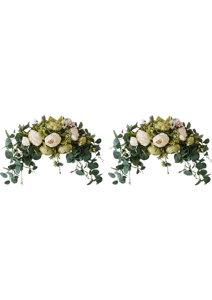 2x Yapay Çiçek Swag, Yeşil Yapraklar ile 30 Inç El Yapımı Çiçek Swag Şakayık Swag Arch Garland Simülasyon Çiçekler (Yurt Dışından)