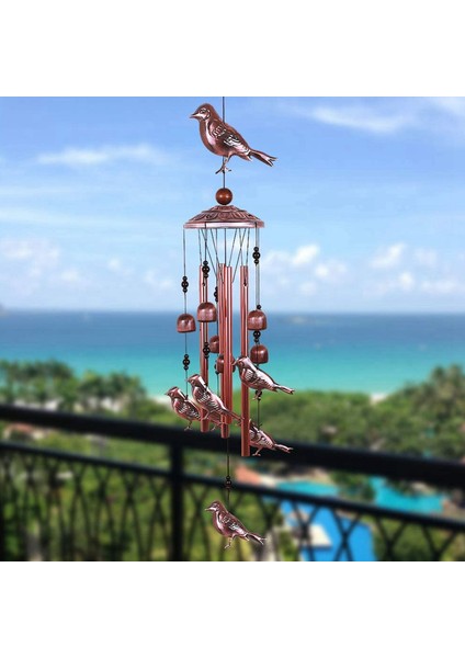 2x Kuş Rüzgar Çanları Su Geçirmez Metal Rüzgar Çanları 4 Alüminyum Tüp ile 6 Çan Ev Için Romantik Rüzgar Çanı (Yurt Dışından)