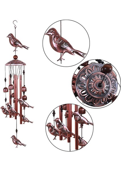 2x Kuş Rüzgar Çanları Su Geçirmez Metal Rüzgar Çanları 4 Alüminyum Tüp ile 6 Çan Ev Için Romantik Rüzgar Çanı (Yurt Dışından) fırsatları