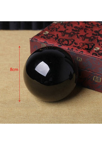 2x 80MM Doğal Siyah Küre Büyük Kristal Top Şifa Taşı Tabanı ile (Yurt Dışından)