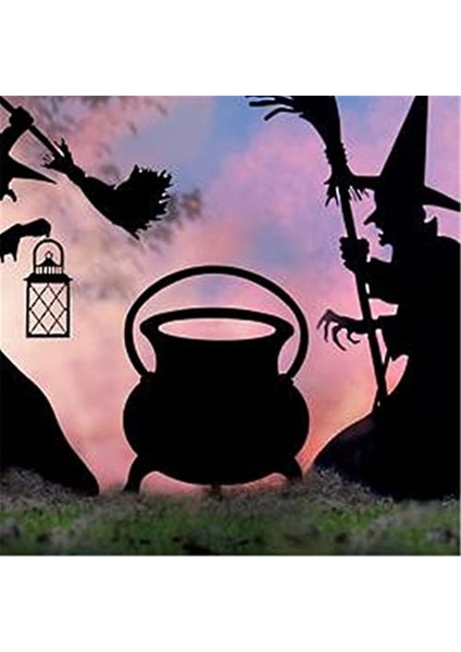 Cadılar Bayramı Cadı Siluet, Ferforje Cadılar Siyah Kazan Siyah Kedi Bahçe Işaretleri Korkunç Aile Ev Ön Bahçesinde B (Yurt Dışından) fırsatları