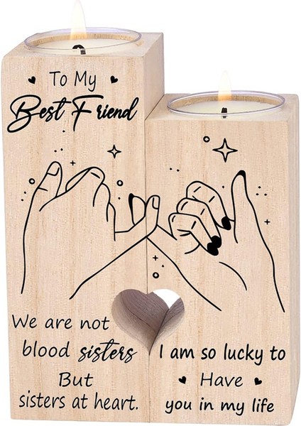 Kadınlar Için Çift Taraflı Baskı Arkadaşlar Için Hediyeler Dostluk Hediyeleri Şamdanlar Doğum Günü Hediyeleri Ahşap Mood Mumluk (Yurt Dışından)