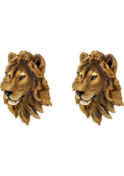 2x Duvar Dekorasyon Bar Şarap Mahzeni Aslan Kafası Simülasyon Heykel Yaratıcı Dekor Reçine Zanaat Beast Head Duvar Heykeli (Yurt Dışından)