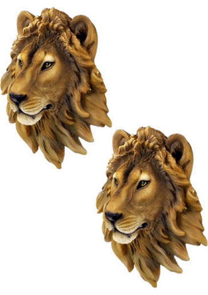 2x Duvar Dekorasyon Bar Şarap Mahzeni Aslan Kafası Simülasyon Heykel Yaratıcı Dekor Reçine Zanaat Beast Head Duvar Heykeli (Yurt Dışından)