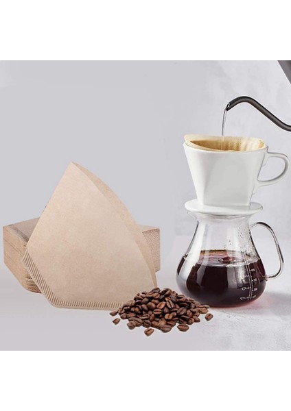 4 Konili Kahve Filtresi, Ağartılmamış Doğal Kağıt, Üflemesiz, Üzerine Dökme ve Damlama Için Tek Kullanımlık Kahve Makinesi, 400 Adet (Yurt Dışından)