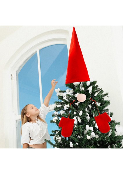 Noel Ağacı Dekor Noel Partisi Malzemeleri Kırmızı Noel Süsleri Noel Baba Şapkası Tatil Noel Şapka Süsleme (Yurt Dışından)