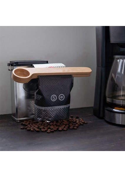 25 Adet Ahşap Kahve Kepçesi ve Çanta Klipsi Ölçü Kaşığı 2-In-1 Çanta Mühürleyen Ölçme Kaşığı Fasulye, Espresso Kahve, Çay (Yurt Dışından)