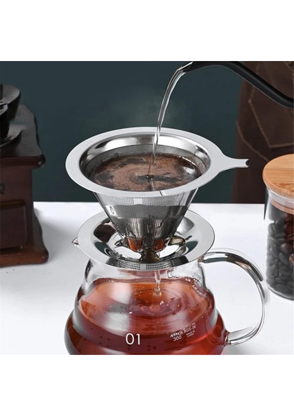 Paslanmaz Kahve Filtresi Yeniden Kullanılabilir Çift Katmanlı Filtreler Huni Kahve Damlatıcı Filtreli Fincan Dayanıklı Kahve Araçları 4-6 Bardak (Yurt Dışından) fiyatları